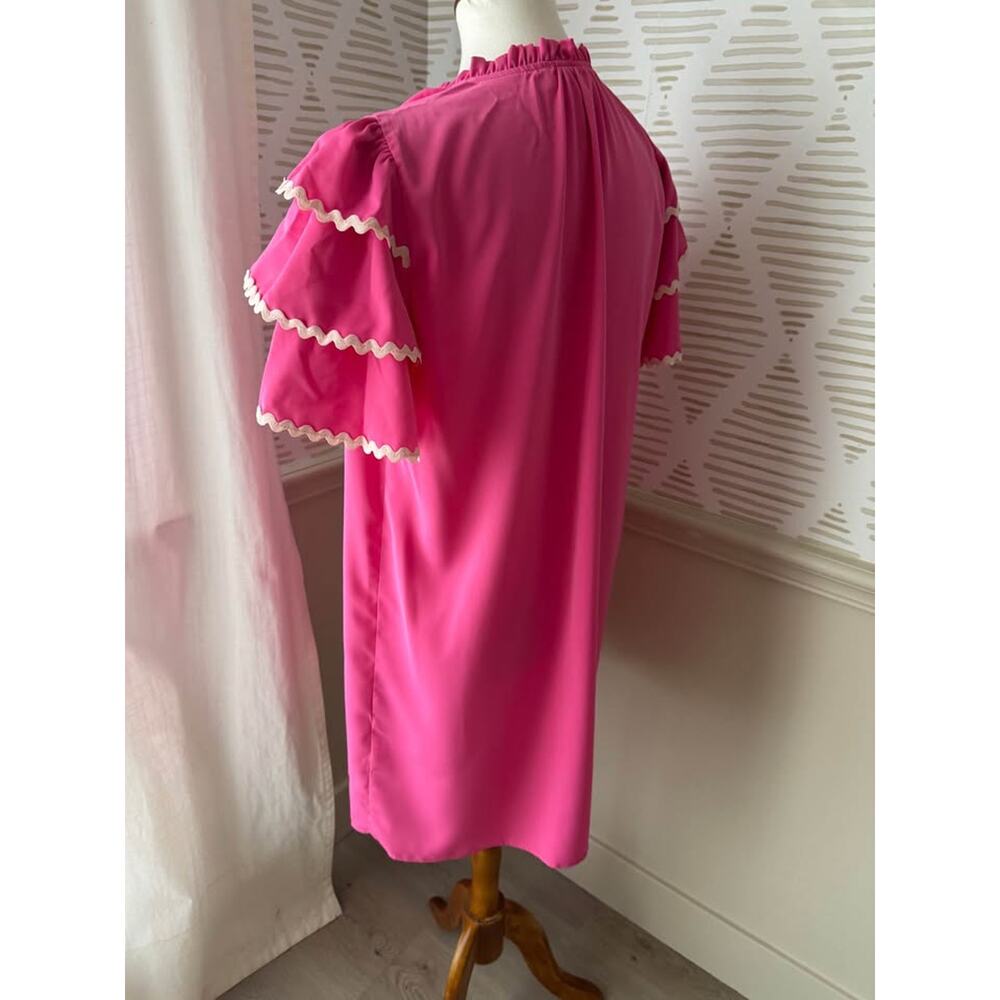 Jess Lea Women’s Large Pink Kersten Ric Rac Ruffle Shift Dress - Picture 4 of 7